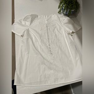 Dolce & Gabbana White Top with Lace & Buttons